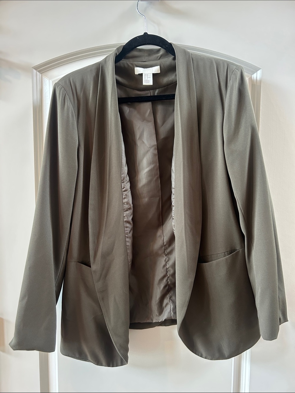 H&M Olive Open-Front Draped Blazer